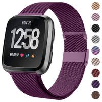 HAPAW Bands Compatible with Fitbit Versa/Versa 2, Women Men Metal Stainless Steel Replacement Sport Bracelet Strap Wristbands Accessories Small Large with Magnet Lock for Versa Smartwatch
