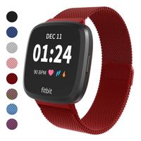 Haloe Metal Replacement Bands for Fitbit Versa/Versa 2/Versa Lite Edition Smart Watch, Stainless Steel Loop Mesh Bracelet Magnetic Wristbands for Women and Men