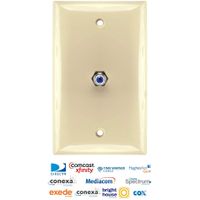 PPC WP1HPI Single Coax Cable Wall Plate - Ivory 3 GHz F Connector - Made in New York & Approved by US Cable Companies
