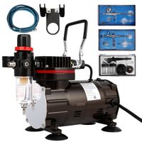 VIVOHOME 110-120V Professional Airbrushing Paint System with 1/5 HP Air Compressor and 3 Airbrush Kits for Tattoo Makeup Shoes Cake Decoration Black ETL Certified ...