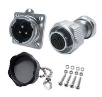 CERRXIAN CNLINKO Power Metal Male Plug to Female Socket Rotation Lock Outdoor Waterproof Aviation Soldering Connector for AC DC Signal LED Lighting Equipments (Silver) (3 Pin)