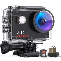 COOAU 4K 20MP Wi-Fi Action Camera External Microphone Remote Control 40M Waterproof with 2 Batteries - 2