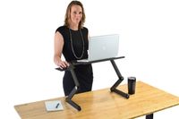 WorkEZ Cool Adjustable Laptop Cooling Stand & Lap Desk Tray for Bed Couch with 2 Fans 3 USB Ports Mouse Pad. Ergonomic aluminum height tilt angle MacBook portable standing desk converter (Renewed)