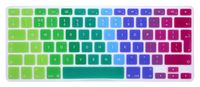HRH English Silicone Keyboard Cover Skin for MacBook Air 13,MacBook Pro 13/15/17 (with or w/Out Retina Display, 2015 or Older Version)&Older iMac EU Layout Keyboard Protector-Dazzle Rainbow
