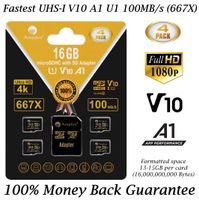 4-Pack TF Card 16GB Micro SD SDHC Memory Plus Adapter (Class 10 U1 UHS-I V10 A1 MicroSDHC) Amplim 4X 16 GB Ultra High Speed 100MB/s 667X Flash for Cell Phone Tablet GoPro Camera Fire Nintendo 3DS DJI