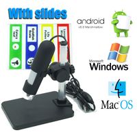 Microscope, 1000 x 8 led 2mp USB Digital Microscope Endoscope Magnifier with Prepared Slides, OTG Cable and Metal Stand (Black 02) (Black 01)