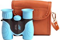 Binoculars for Kids 8x21 High-Resolution Shock-Proof Real Optics - Pu-Leather Crossbody Bag - for Bird Watching Outdoor Camping Hunting Hiking Star Gazing - Best Gift for Children- Present (Sky Blue)