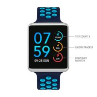 iTouch Air Special Edition Digital Smartwatch and Pedometer - Perforated Silicone Strap (Navy/Turquoise)