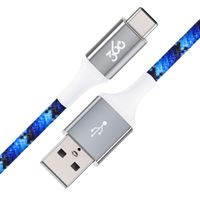 360 Electrical 360654-AZ Habitat 4ft Premium Braided Charging Cable with USB-C to USB-A Connectors - Active Collection-Azure
