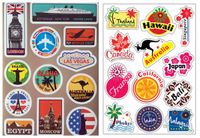 VOOSEYHOME 2X World Famous Tourism Country & Regions Logo Waterproof Stickers, for Luggage Skateboard Laptop Luggage Suitcase Book Covers etc