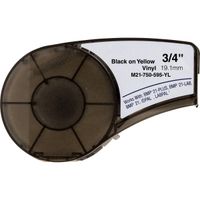 M21-750-595-YL Cartridge with Ribbon, High Adhesion Vinyl Label Tape, Black on Yellow Vinyl Film Compatible for BMP21-PLUS/ID PAL and BMP21-LAB/LABPAL Portable Label Printer,21' Length 0.75" Width