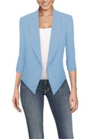 Womens Casual Work Office Open Front Blazer JK1133X Blue 3X