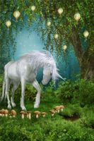 OFILA Fairy Unicorn Backdrop 3x5ft Fairy Tale Baby Shower Shoots Unicorn Princess Theme Party Girls Enchanted Theme Birthday Party Fantasy Trees Mushroom Elf Grass Land Newborn Baby Portraits Props