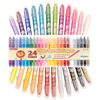Shuttle Art 24 Colors Gel Crayons, Washable Twistable Non-Toxic Gel Crayons Set for Toddlers Kids and Students, Ideal for Paper Glass and Mirrors