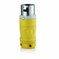 Leviton 6361CR 50Amp, 125V AC, Non-NEMA, 2P, 3W, Black & White Locking Plug, Industrial Grade, Grounding, Corrosion Resistant(CR) - Yellow/White