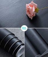 17.71" X 78.7" Black Wood Contact Paper Decorative Self-Adhesive Film for Furniture Real Wood Tactile Sensation Surfaces Easy to Clean