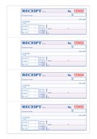 Adams Hardbound Receipt Book, 7.63 x 11 Inches, 3-Part, Carbonless, White/Canary/Pink, 4 Form Sets per Page, 200 Sets per Book (TCH1185)