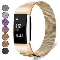 Mosonoi Compatiable with Fitbit Charge 2 Bands, Adjustable Metal Straps Replacement Bands Charge 2 Accessories Fit for Fitbit Charge 2 Smartwatch Women Men(Small, Gold)