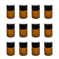 Super Z Outlet 1ml (1/4 dram) Mini Amber Glass Vial Bottles with Orifice Reducer and Cap for Essential Oils, Colognes & Perfumes (12 Pack)