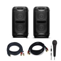 Sony GTK-XB72 Extra Bass High Power Home Audio System (Pair) Party Chain Bundle with 2 Sony Mics, Premium 3.5mm to 2RCA Cable, Premium 2 RCA Plug/2 RCA Plug M/M Cable