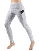ODODOS Women's High Waist Yoga Pants with Pockets,Tummy Control,Workout Pants Running 4 Way Stretch Yoga Leggings with Pockets,SpaceDyeWhite,X-Small