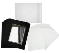 Studio 500 Pack of 25 Black Pre-Cut 16x20 Picture Mat for 11x14 Photo with White Core Bevel Cut Mattes Sets. Includes 25 Premium Acid Free Mats & 25 Backing Board & 25 Clear Bags (Black)