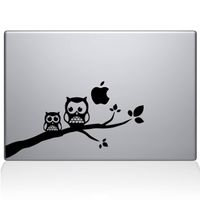 The Decal Guru Two Owls on a Branch Decal Vinyl Sticker, 15" MacBook Pro (2016 & Newer Models), Black (2353-MAC-15X-BLA)