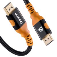 8K DisplayPort Cable, IXEVER DisplayPort 1.4 Cable 6.6ft DP to DP [4K@144Hz, 8K@60Hz] 32.4Gbps HBR3 HDR10 HDCP 2.2 Nylon Braided Cord for TV Monitor Projector