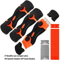GISSVOGEEK Double -use Razor Blade Scraper, 3-Pack Auto Window Tint Vinyl Tool Application with 30PCS Plastic+20PCS Steel Blades for Removing Labels/Stickers/Decals