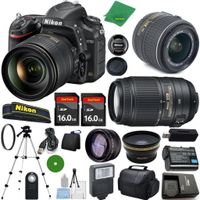 ZeeTech Ultimate Bundle for D750 Digital SLR with 18-55mm VR Lens + 55-300mm VR + Starter Kit + Tripod + 2pcs 16GB Memory + Reader + Case + Wide Angle + Telephoto + Flash + Filter