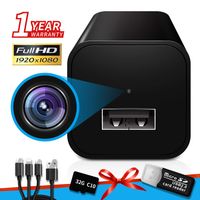 Spy Camera Charger-Hidden Camera-Give Away 32G TF Card-Motion Detection -HD1080p- Mini Spy Camera -USB Charger Camera-Nanny Camera-Hidden Spy Camera-Surveillance Camera Full HD (Hidden Black)