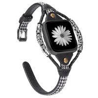 TOYOUTHS Leather Strap Compatible with Fitbit Versa/Versa 2 Bands for Women Slim Genuine Leather Wristbands Replacement Versa Lite Special Edition Dressy Handmade Accessories Swallow Gird