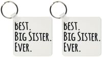 3dRose Best Big Sister Ever, Gifts for Elder and Older Siblings, Black Text Key Chains, Set of 2 (kc_151535_1)