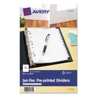 Avery 11315 Preprinted Tab Dividers, 12-Tab, 8 1/2 x 5 1/2