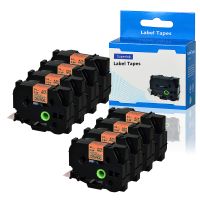 SuperInk 8 Pack Compatible TZ TZe TZe-B51 TZB51 TZ-B51 TZeB51 Label Tape 24mm 1 Inch Black on Fluorescent Orange Laminated use in P-Touch PT-D600 P700 P750W P750WVP P900W P950NW Label Maker