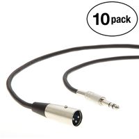InstallerParts (10 Pack XLR Female to 1/4" Stereo Male Microphone Cable - 6 Feet - Compatible with Amplifiers, Instruments, and More!