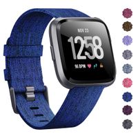 KIMILAR Compatible Fitbit Versa Bands, Women Men Large Small Woven Fabric Breathable Accessories Strap Compatible Fitbit Versa Smart Watch (Heavy Blue, Small(5.5"-7.5"))