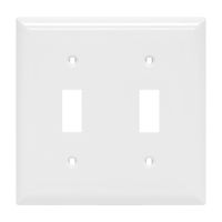 Power Gear Double Oversized Wall Plate Cover, 2 Gang, Unbreakable Faceplate, x 4.9", Screws Included, White, 44756 Toggle Switch Wallplate