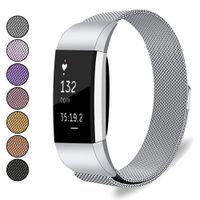 Mosonoi Compatiable with Fitbit Charge 2 Bands, Adjustable Metal Straps Replacement Bands Charge 2 Accessories Fit for Fitbit Charge 2 Smartwatch Women Men(Small, Silver)