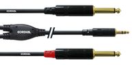 Cordial Intro 1.5m Stereo Mini Jack to Dual Mono Jack Laptop to DI-Box Cable