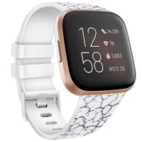 Tobfit Sport Bands Compatible with Fitbit Versa 2/Versa/Versa Lite/Versa SE, Soft TPU Wristbands Accessories for Women Men (Marble White, Large)