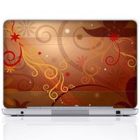 Meffort Inc 17 17.3 Inch Laptop Notebook Skin Sticker Cover Art Decal (Free Wrist pad) - Golden Flower Swirl