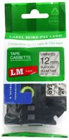 LM Tapes - 1/2" (12mm) Black on Clear Compatible TZe P-touch Tape for Brother PT-1750, PT1750 Label Maker with FREE Tape Guide Included