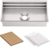 KOHLER Prolific 33 inch Workstation Stainless Steel Single Bowl Kitchen Sink with included Accessories, 11 inches deep, 18 gauge, Undermount installation K-5540-NA