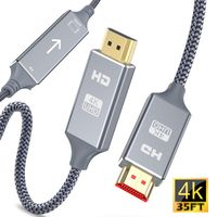 4K HDMI Cable, Capshi HDMI Cord (35 feet HDMI to HDMI, Top Series) Supports 4K@60HZ, 1080p FullHD, UHD, Ultra HD, 3D, High Speed with Ethernet, ARC, PS4, Xbox, HDTV
