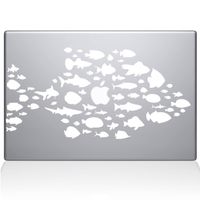 The Decal Guru 0146-MAC-15X-W Swim with The Fishes Decal Vinyl Sticker, 15" MacBook Pro (2016 and Newer), White