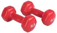 AmazonBasics Vinyl 8 Pound Dumbbells - Set of 2, Red