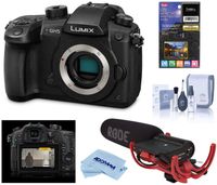 Panasonic LUMIX GH5 4K Mirrorless Digital Camera, 20.3 Megapixel, DC-GH5 (Black), Bundle with Panasonic V-Log L Function Firmware Upgrade Kit, Rode VideoMic, LCD Protector, Cleaning Kit + Cloth
