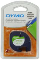 DYMO 10697 Self-Adhesive Paper Tape for LetraTag Label Makers, 1/2-inch, White, 13-foot Roll, 8-Pack