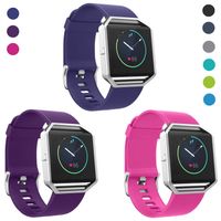 SKYLET Compatible with Fitbit Blaze Bands with Frame, 3 Pack Soft Silicone Replacement Sport Wristband with Stainless Steel Frame Compatible with Fitbit Blaze Bracelet Black Men Women